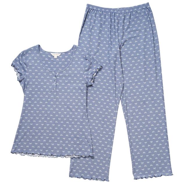 Womens Laura Ashley® Poly Rib Mini Bows Print Pajama Set