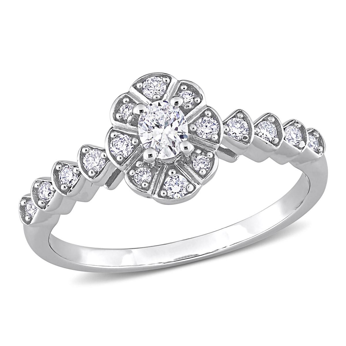 Diamond Classics(tm) 14kt. White Gold 1/3ctw. Diamond Oval Ring