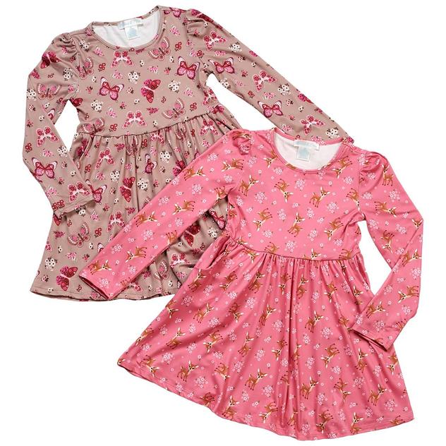 Girls (4-6x) Emma & Elsa 2pk. Deer & Floral Butterfly Dresses