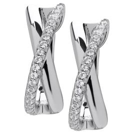 Gianni Argento Lab Grown White Sapphire X Design Hoop Earrings
