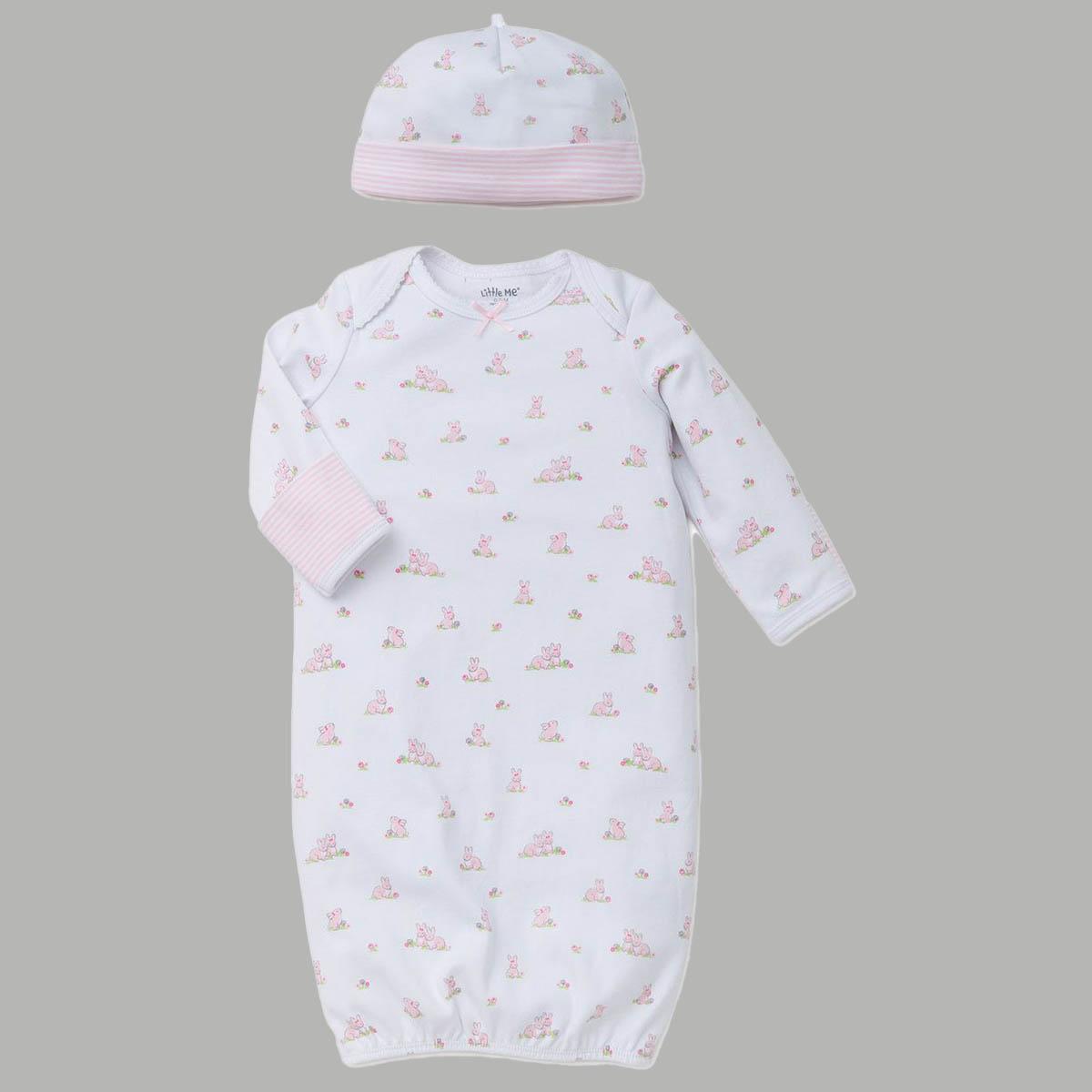 Baby Girl (NB-3M) Little Me(R) Baby Bunnies Sleeper Nightgown & Hat