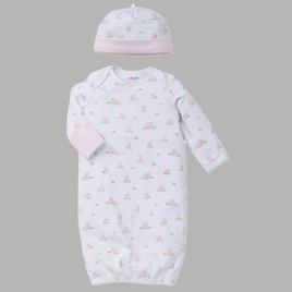 Baby Girl (NB-3M) Little Me(R) Baby Bunnies Sleeper Nightgown & Hat