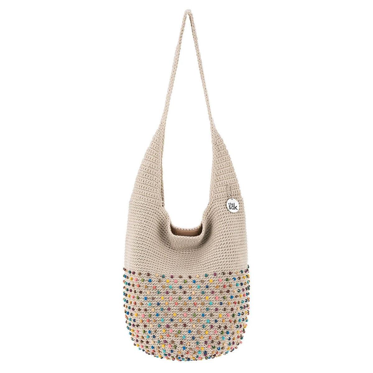 The Sak Crochet Hobo with Hand Stitched Bali Beads
