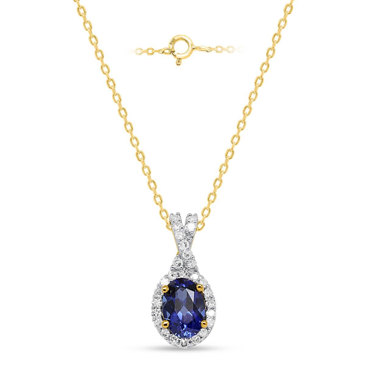 Gemstone Classics(tm) Created Sapphire Lab Grown Diamond Pendant