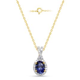 Gemstone Classics(tm) Created Sapphire Lab Grown Diamond Pendant