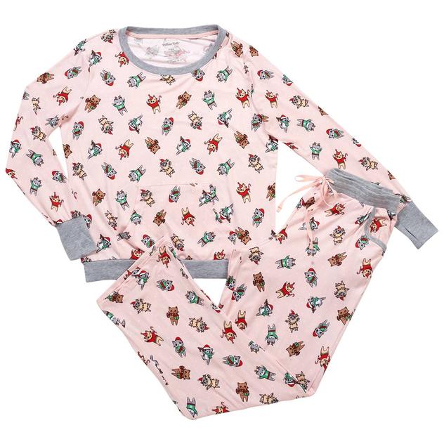 Juniors Pillow Talk Long Sleeve Crazy Christmas Cats Pajama Set