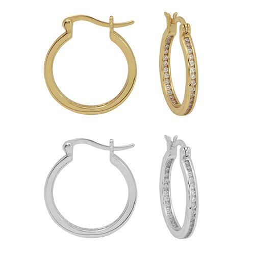 Sterling Silver In Out Single Hoop Earrings