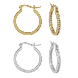 Sterling Silver In Out Single Hoop Earrings