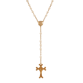 Symbols of Faith 14kt. Gold Dipped Crucifix & Glass Bead Rosary