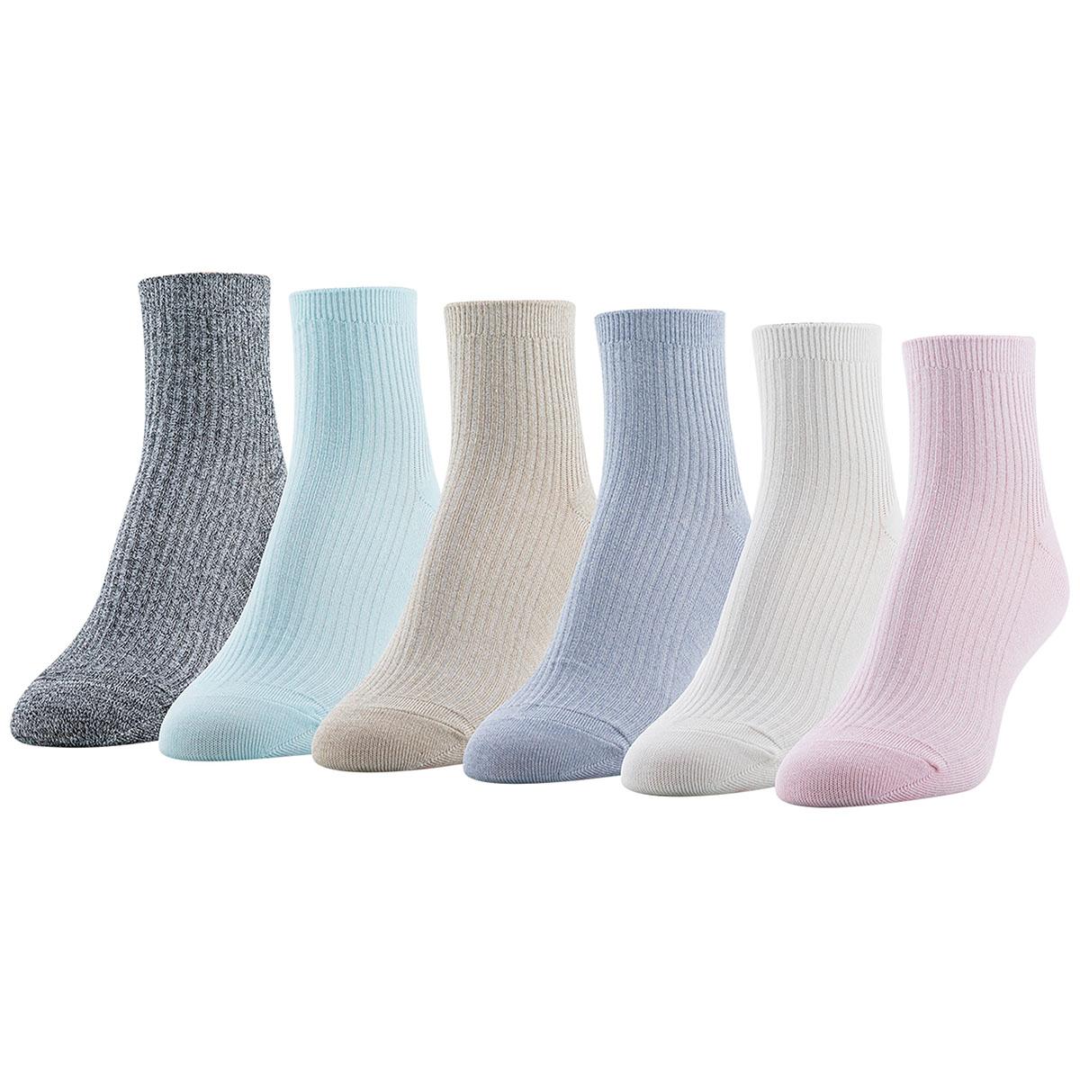 Womens Gold Toe 6pk. Simple Rib Quarter Socks
