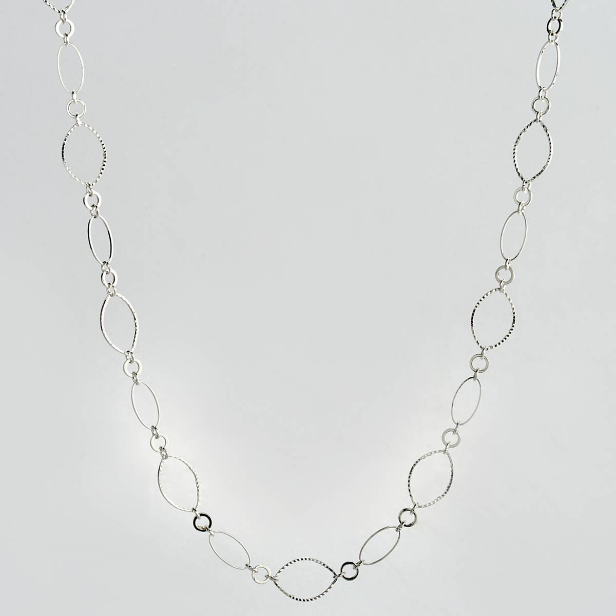 Design Collection Silver-Tone Textured Oval Link Necklace