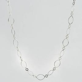 Design Collection Silver-Tone Textured Oval Link Necklace
