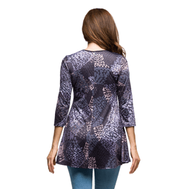 Womens 24/7 Comfort Apparel Grey Abstract V-Neck Tunic Top