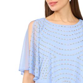 Womens MSK Beaded Capelet Overlay Blouse