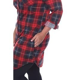 Plus Size White Mark Piper Plaid Tunic Shirtdress