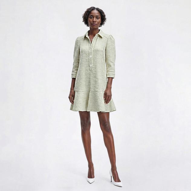 Petite Robbie Bee 3/4 Sleeve Boucle Tweed Shift Dress