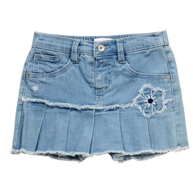 Girls (4-6x) Squeeze Pleated Floral Denim Skorts