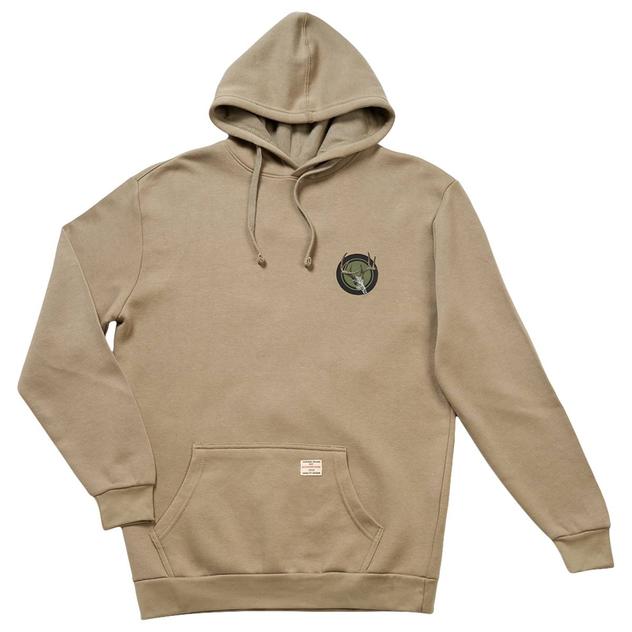 Mens Buckhorn River Deer Skull Graphic Pullover Hoodie - Bay Leaf