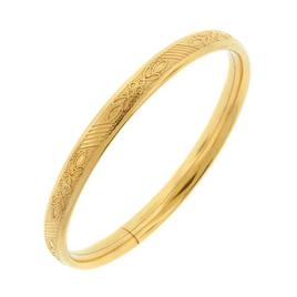 Kids Yellow Gold Filled Flower Pattern Bangle Bracelet
