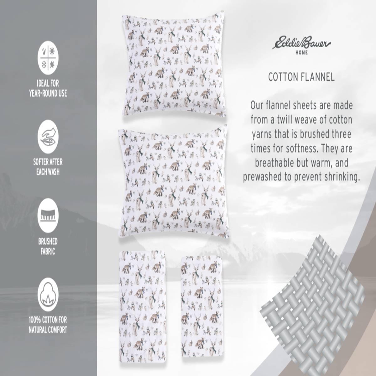 Eddie Bauer Tossed Snowflake Cotton Flannel Sheet Set