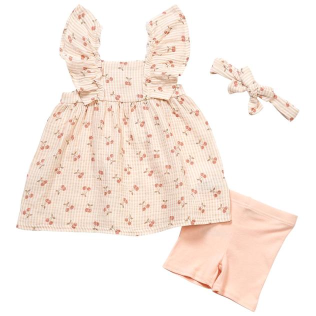 Baby Girl (12-24M) Emily & Oliver® 3pc. Cherry Top & Shorts Set