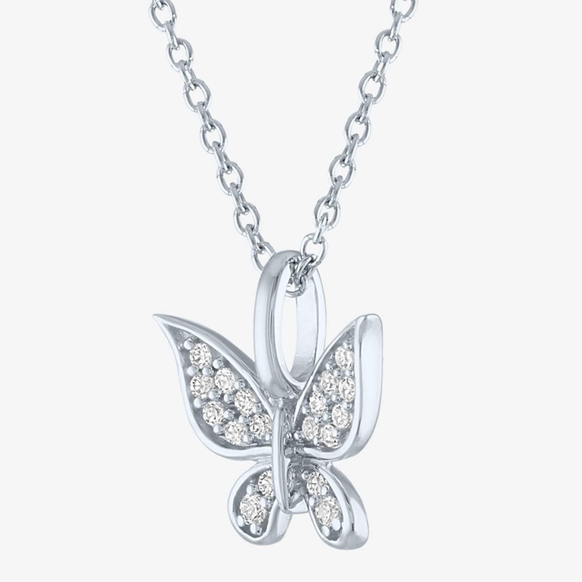 Nova Star® Sterling Silver Lab Grown Diamond Butterfly Pendant