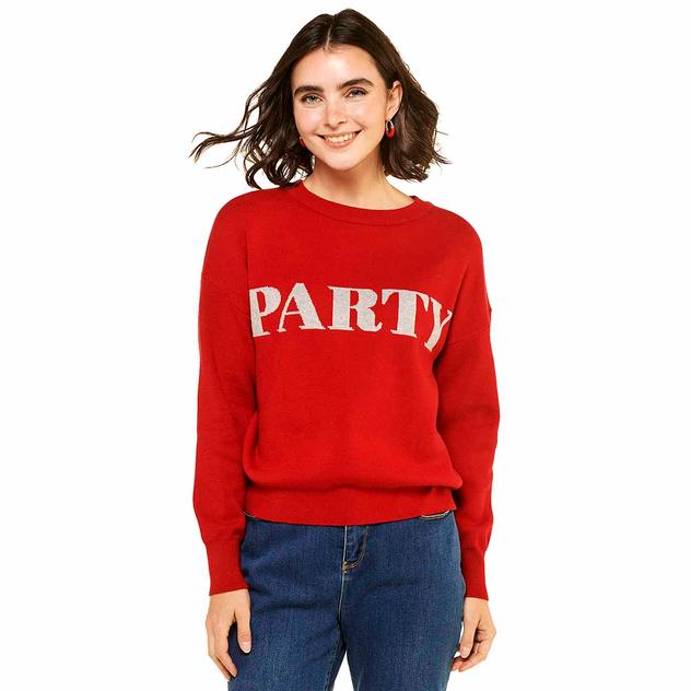 Womens Rio & Rian Long Sleeve Crew Neck "Party" Sweater