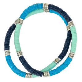 Ashley Cooper(tm) Multi Blue Color Block 2 Row Stretch Bracelet