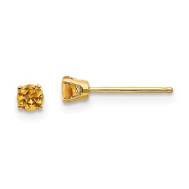Gemstone Classics(tm) Yellow Gold 3mm. Citrine Post Earrings