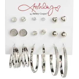 Ashley Two-Tone Plated Earrings w/ Glitter Paper & Pave Stones