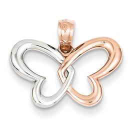 Gold Classics(tm) Rose Gold & Rhodium Butterfly Pendant