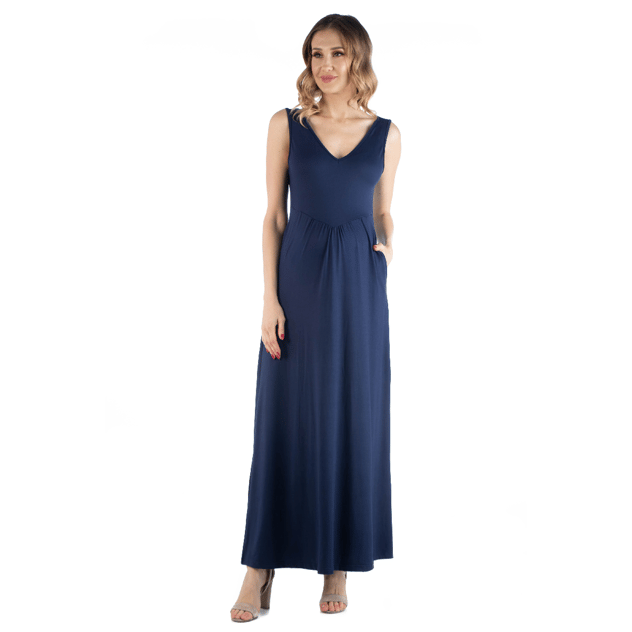 Plus Size 24/7 Comfort Apparel Pocket Maternity Maxi Dress