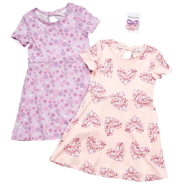 Girls (4-6x) BTween® 2pk. Short Sleeve Heart/Flowers Dresses