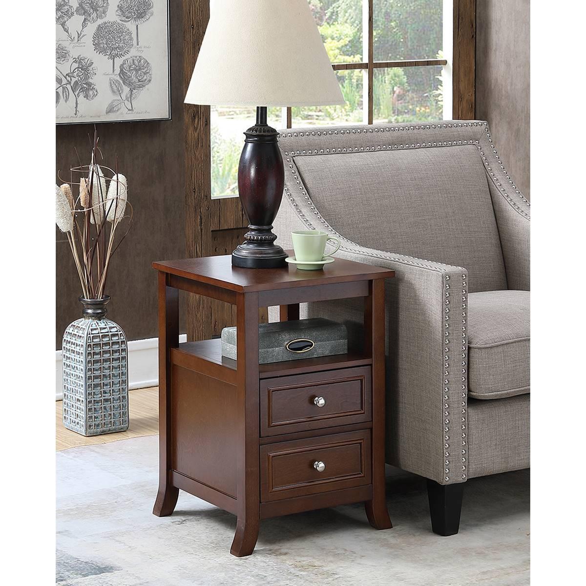 Convenience Concepts Melbourne 2 Drawer End Table w/ Shelf