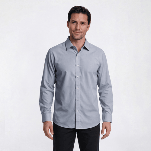 Mens Bill Blass Thin Stripe Modern Fit Microfiber Dress Shirt