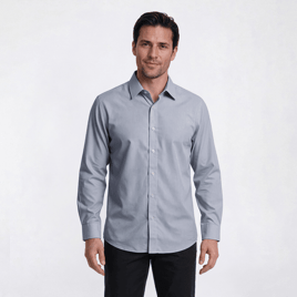 Mens Bill Blass Thin Stripe Modern Fit Microfiber Dress Shirt