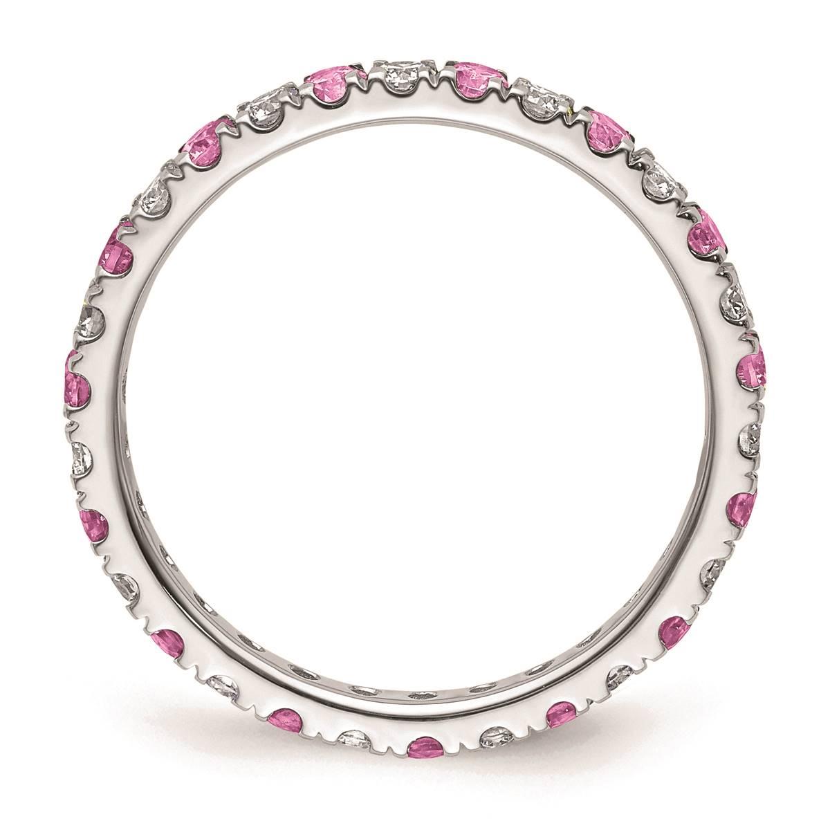 Pure Fire 14kt. White Gold Lab Created Pink Sapphire Band