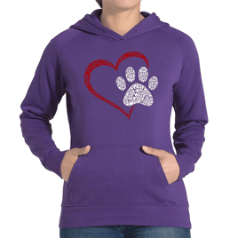 Plus Size LA Pop Art Paw Heart Word Art Hooded Sweatshirt
