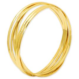 14kt. Gold Plated 6pc. Thin Shiny Plain Bangle Bracelet Set