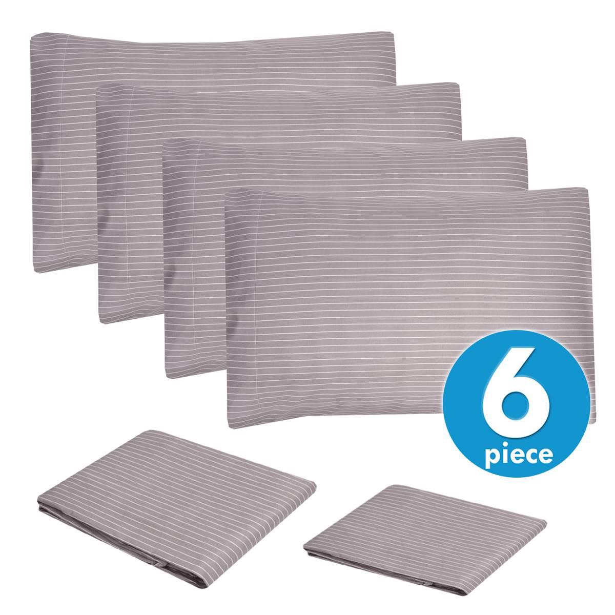 Sweet Home Collection 6pc. Pinstripe Brushed Microfiber Sheet Set