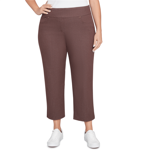 Plus Size Ruby Rd. Key Items Split Hem Pull On Ankle Jeans