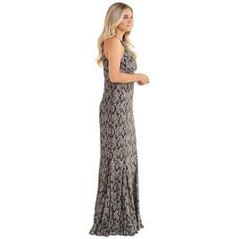 Womens R&M Richards Sleeveless Halter Two Tone Lace Evening Gown