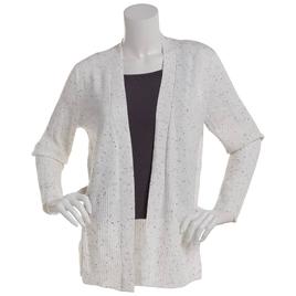Womens 89th & Madison Long Sleeve Flecked Rib Open Front Cardigan