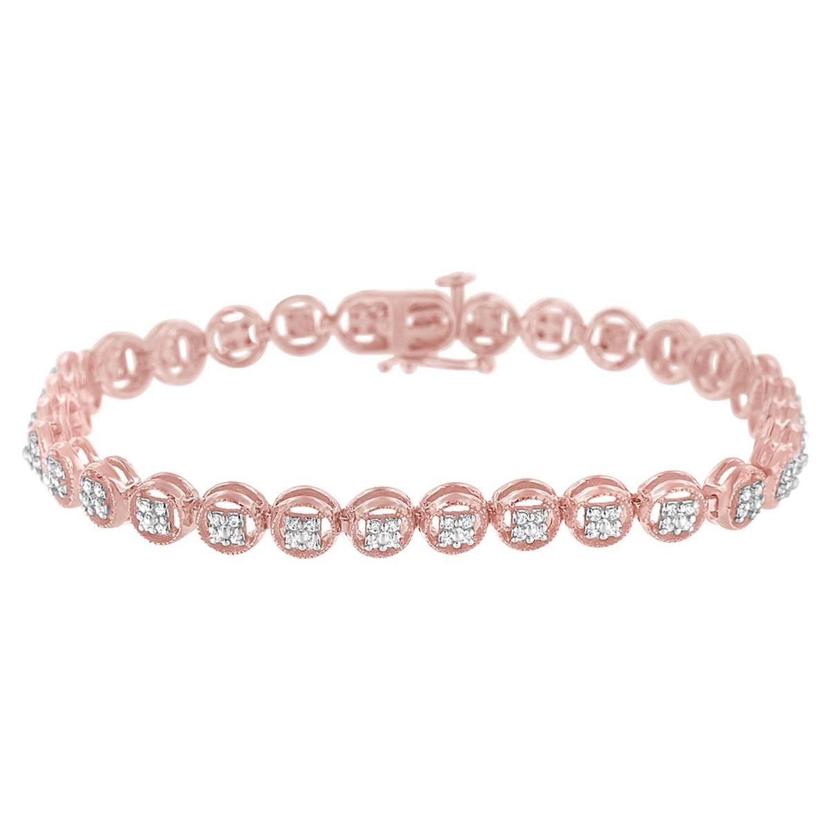 Haus of Brilliance 14kt. Rose Gold Plated Diamond Tennis Bracelet