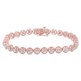 Haus of Brilliance 14kt. Rose Gold Plated Diamond Tennis Bracelet