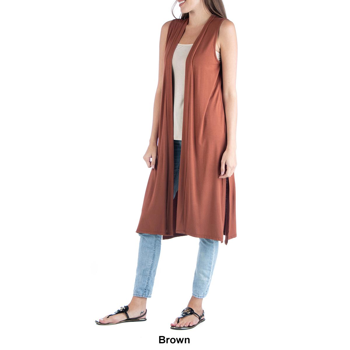 Womens 24/7 Comfort Apparel Long Cardigan Vest with Side Slit