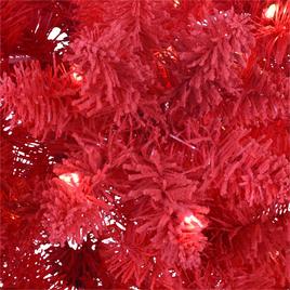 Puleo International 6.5ft. Pre-lit Flocked Fashion Red Tree