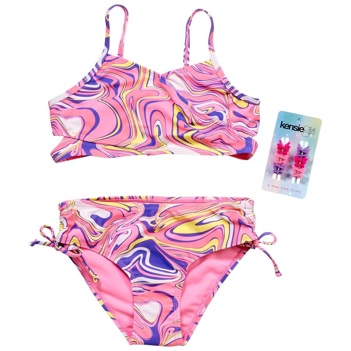Girls (7-16) Kensie Girl Marble Print Bikini 2pc. Swim Set