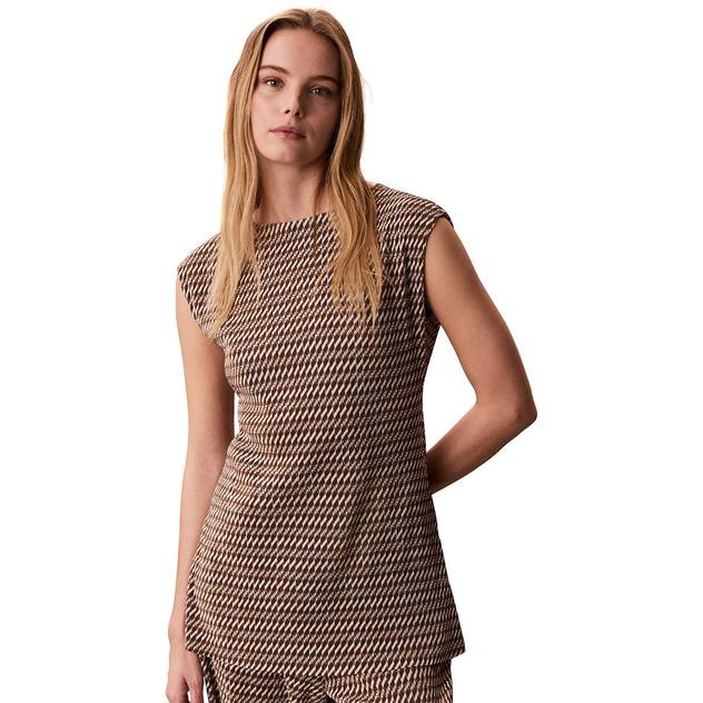 Womens Calvin Klein Cap Sleeve Ladder Tunic Blouse