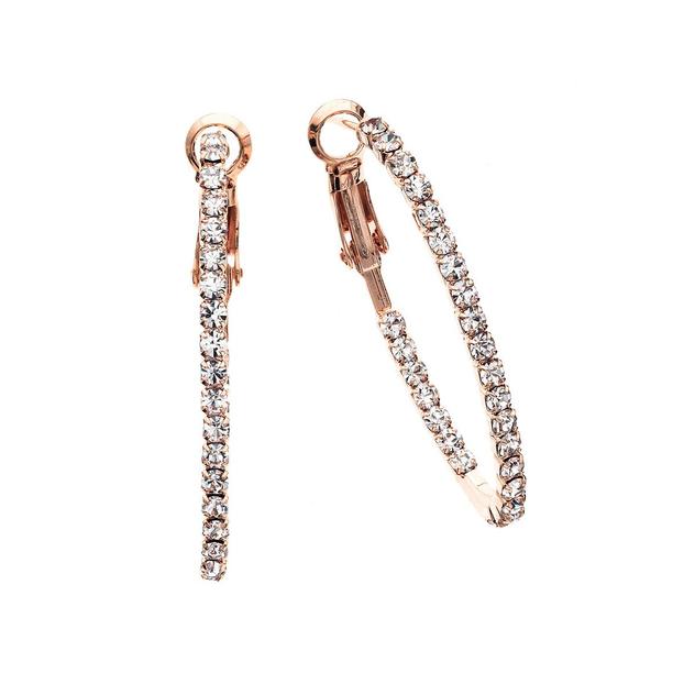 Crystal Colors Rose Gold Plated Inside Out Oval Hoop Earrings